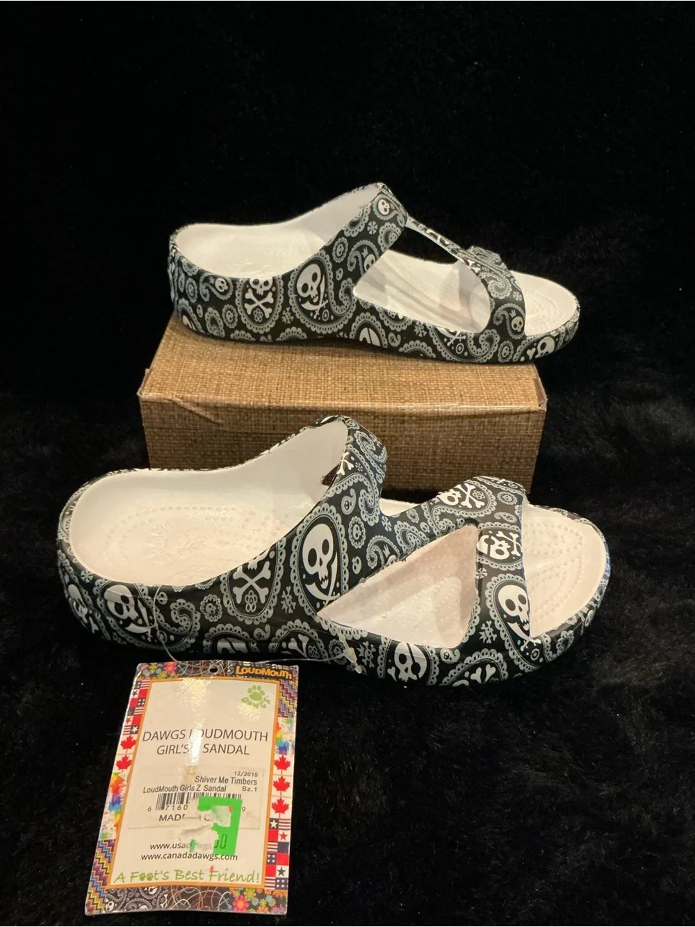 Dawgs Loudmouth Girls Z Scibblz Kids Slide Sandals 13/1